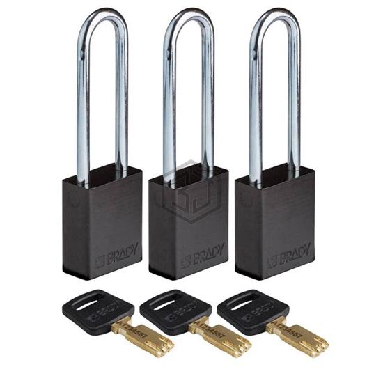 ALU-BLK-76ST-KA3PK - Brady Corporation - Lockouts, Padlocks