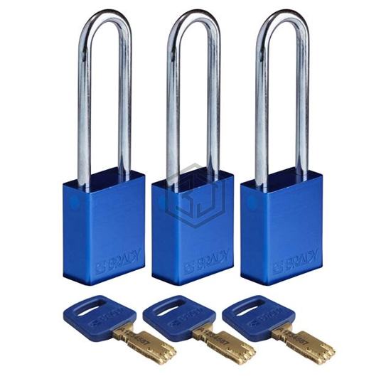 ALU-BLU-76ST-KA3PK - Brady Corporation - Lockouts, Padlocks