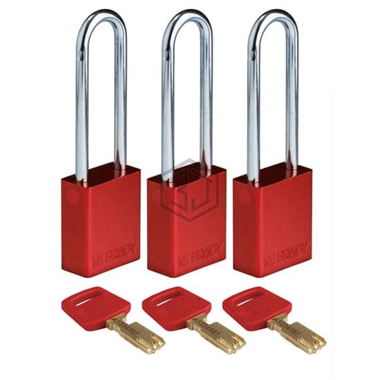 ALU-RED-76ST-KA3PK - Brady Corporation - Lockouts, Padlocks