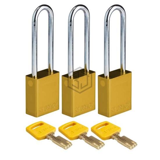 ALU-YLW-76ST-KA3PK - Brady Corporation - Lockouts, Padlocks