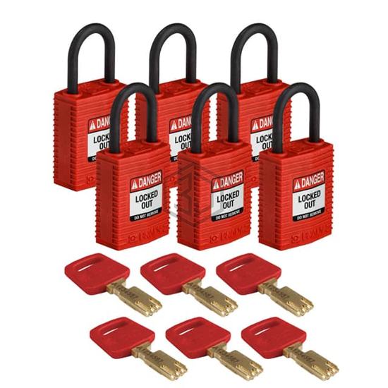 CPT-RED-25PL-KA6PK - Brady Corporation - Lockouts, Padlocks