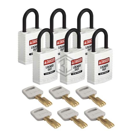 CPT-WHT-25PL-KD6PK - Brady Corporation - Lockouts, Padlocks