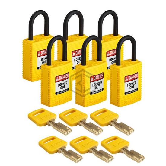 CPT-YLW-25PL-KA6PK - Brady Corporation - Lockouts, Padlocks