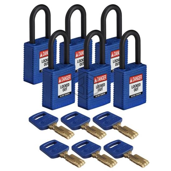 NYL-BLU-38PL-KD6PK - Brady Corporation - Lockouts, Padlocks