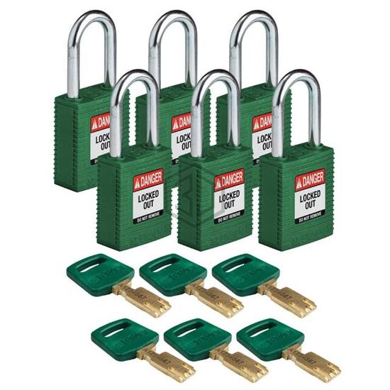 NYL-GRN-38ST-KA6PK - Brady Corporation - Lockouts, Padlocks