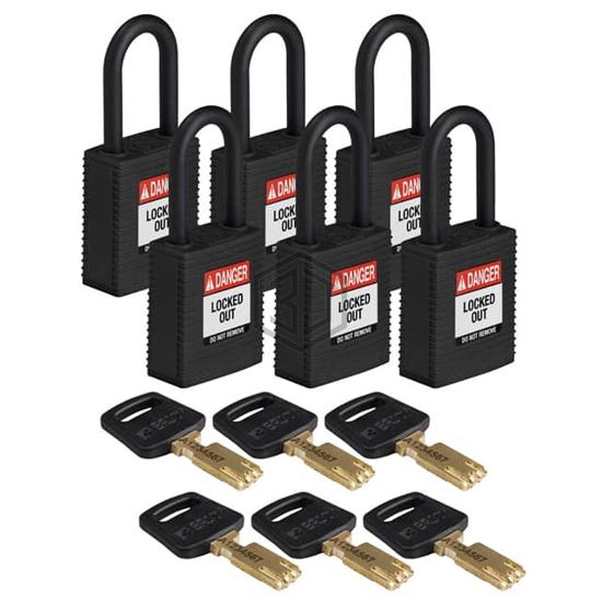 NYL-BLK-38PL-KA6PK - Brady Corporation - Lockouts, Padlocks