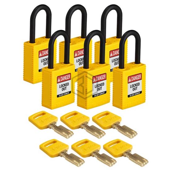 NYL-YLW-38PL-KA6PK - Brady Corporation - Lockouts, Padlocks