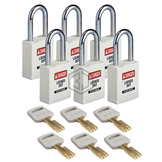 NYL-WHT-38ST-KA6PK - Brady Corporation - Lockouts, Padlocks