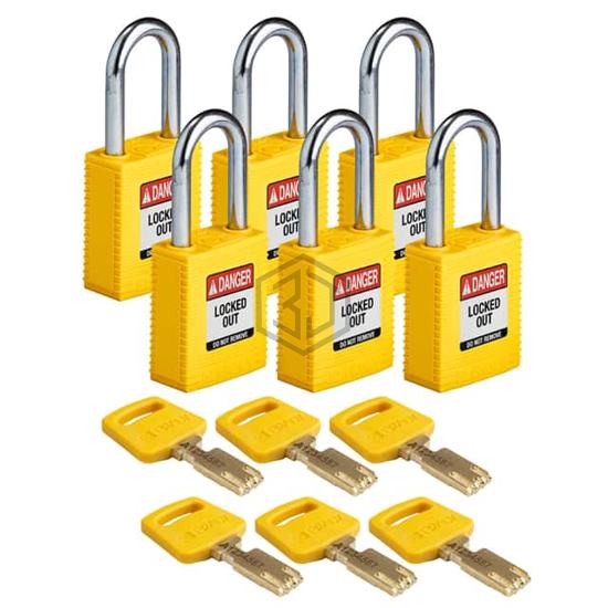 NYL-YLW-38ST-KD6PK - Brady Corporation - Lockouts, Padlocks