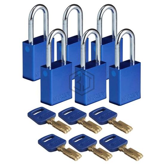 ALU-BLU-38ST-KA6PK - Brady Corporation - Lockouts, Padlocks