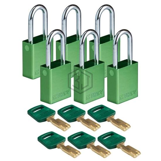 ALU-GRN-38ST-KA6PK - Brady Corporation - Lockouts, Padlocks
