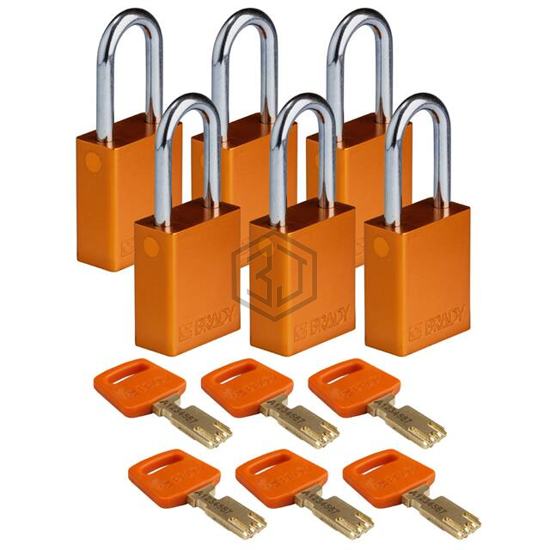 ALU-ORG-38ST-KA6PK - Brady Corporation - Lockouts, Padlocks