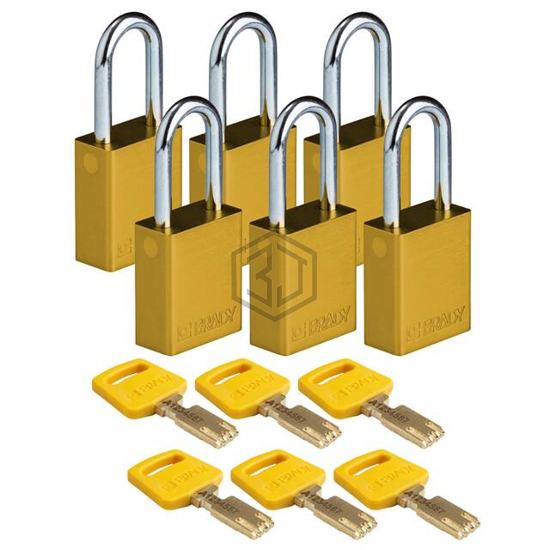ALU-YLW-38ST-KA6PK - Brady Corporation - Lockouts, Padlocks