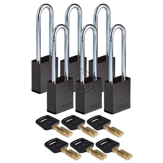 ALU-BLK-76ST-KD6PK - Brady Corporation - Lockouts, Padlocks