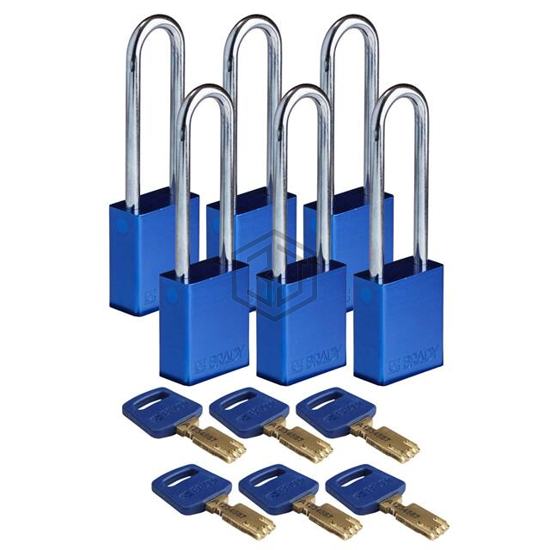 ALU-BLU-76ST-KA6PK - Brady Corporation - Lockouts, Padlocks