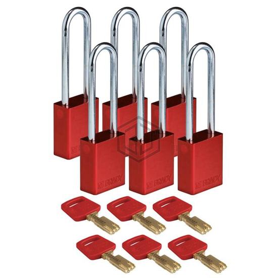 ALU-RED-76ST-KA6PK - Brady Corporation - Lockouts, Padlocks