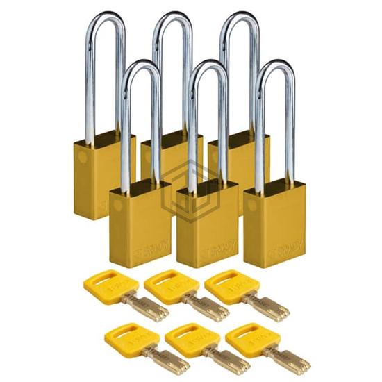 ALU-YLW-76ST-KD6PK - Brady Corporation - Lockouts, Padlocks