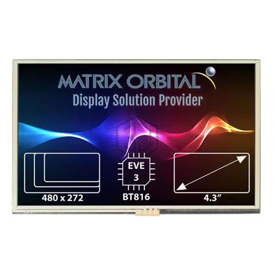EVE3-43A-BLM-TPN-F32 - Matrix Orbital - Display Modules - LCD, OLED, Graphic