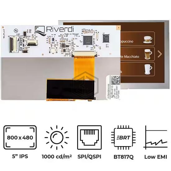 RVT50HQBNWN00 - Riverdi - Display Modules - LCD, OLED, Graphic