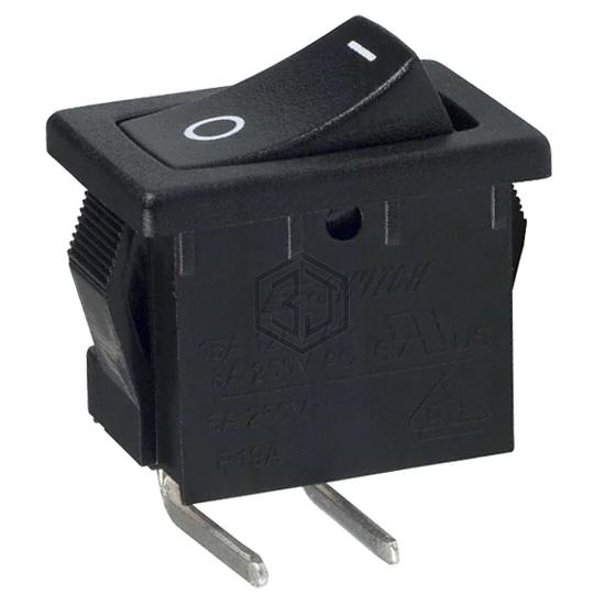 R1966ABLKBLKGR - E-Switch - Rocker Switches