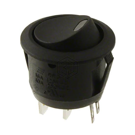 RR3112LBLKBLKREDEF3 - E-Switch - Rocker Switches