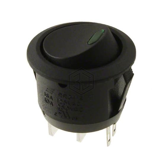 RR3112LBLKBLKGRNEF3 - E-Switch - Rocker Switches