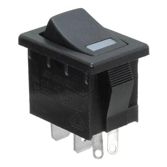 R1966ABLKBLKEGRED - E-Switch - Rocker Switches