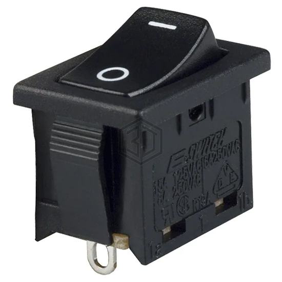R1966ABLKBLKGS - E-Switch - Rocker Switches
