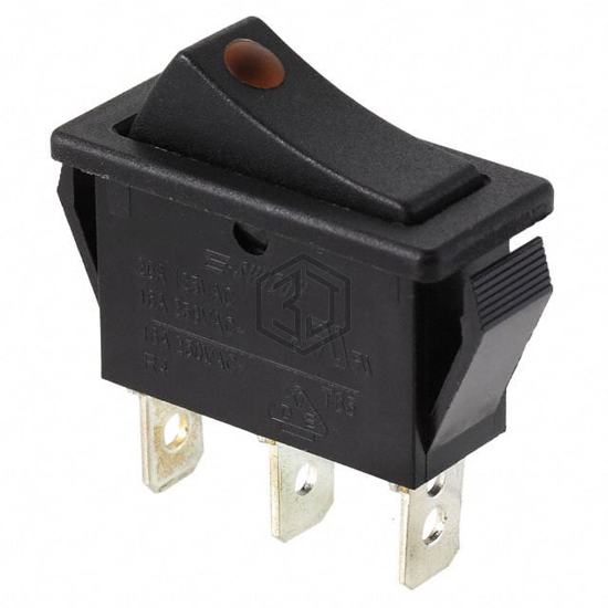 R4BBLKBLKYELEF1 - E-Switch - Rocker Switches
